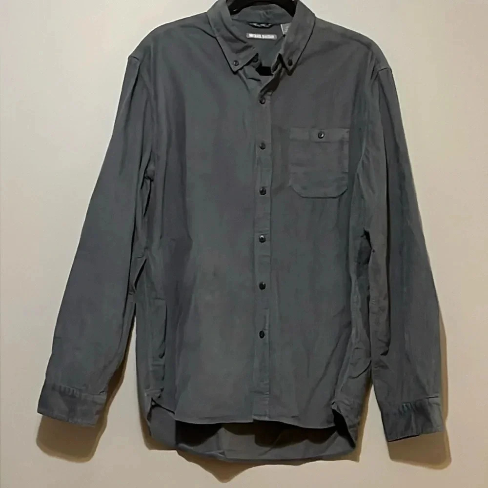 Michael Bastian | Blue/Gray fine‎ wale corduroy button down shirt Men’s L